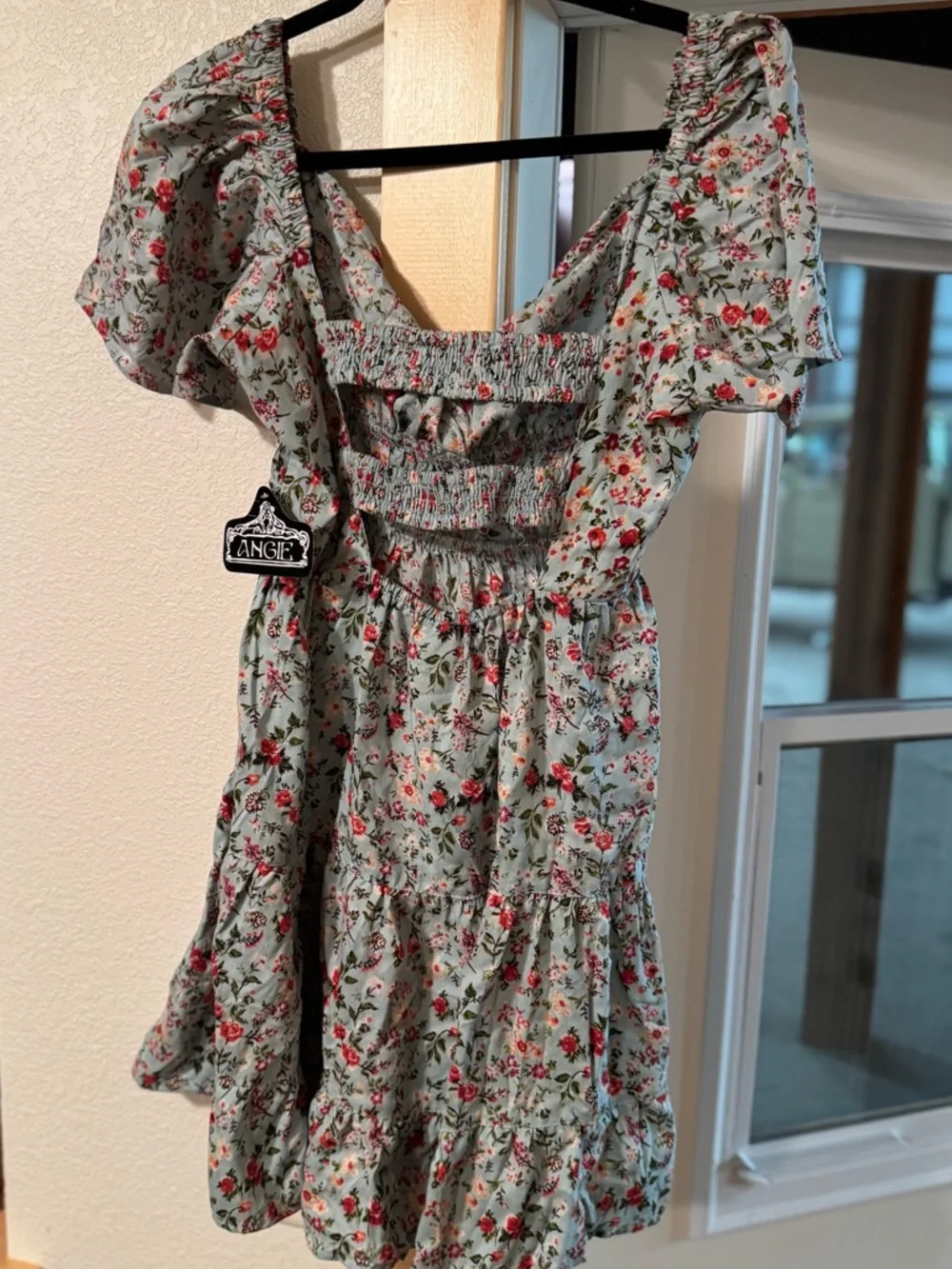 Angie Light Blue Floral Tie-Front Dress - Picture 4 of 6